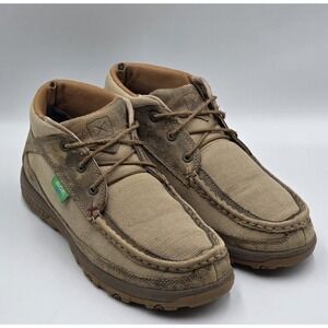 Twisted X Women's Chukka Brown Canvas Driving Ankle Mocs Boots ECO TWX Size 9.5M